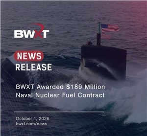 BWXT Awarded $189M Naval Nuclear Fuel Contract