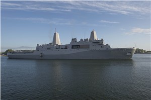 USS San Antonio Arrives At Her Majesty&#39;s Naval Base Devonport For Maintenance And Logistics