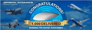 GDMS Delivers 1,000th Boeing Tri-band Radome for Airborne Satellite Communications