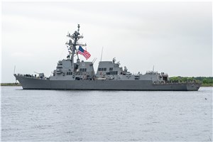 Flight III Destroyer Ted Stevens (DDG 128) Sails Away from HII's Ingalls Shipbuilding